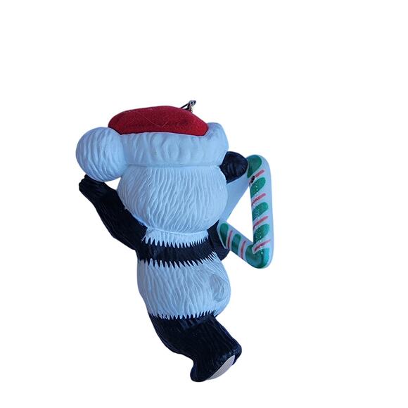 Vintage 1995 My 4th Christmas Panda Bear Ornament with Candy Cane - Picture 6 of 10